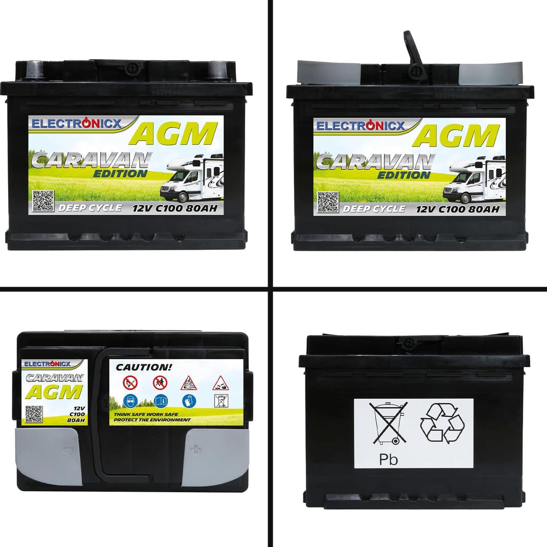 Electronicx 12V 80Ah Gel-Batterie – Zyklenfeste Solarbatterie für Wohnwagen, Camping und Marine – Wa
