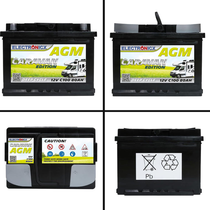 Electronicx 12V 80Ah Gel-Batterie – Zyklenfeste Solarbatterie für Wohnwagen, Camping und Marine – Wa