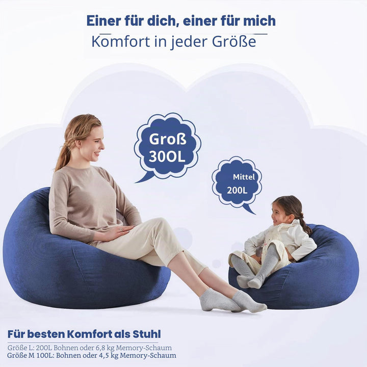 Nobildonna Sitzsackstuhl für Kinder und Erwachsene, nur Bezug (Keine Füllung) für Sofa-Stofftiere, 1