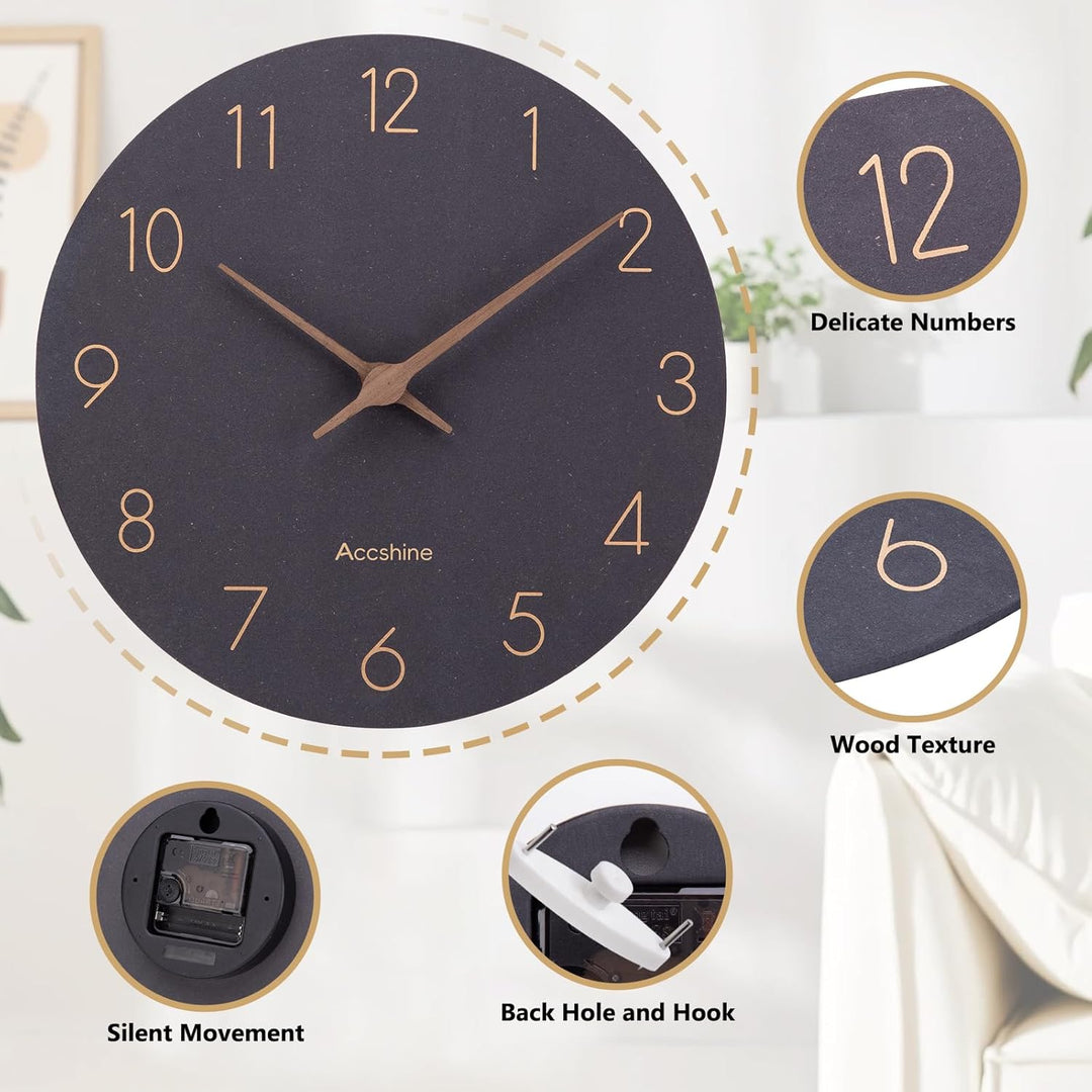 MDF Holz Wanduhr Ohne TickgeräUsche Lautlos Modern 25cm Quarz Gross Batterie Betriebene Wanduhr Einf