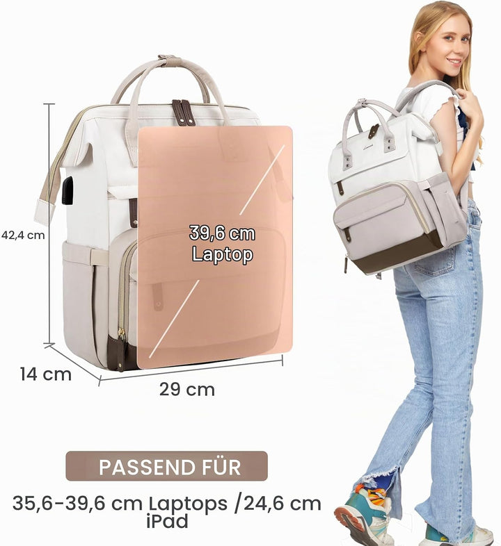 LOVEVOOK Rucksack Damen Laptop Rucksäcke mit Laptopfach 15.6 Zoll Schulrucksack Mädchen Teenager Sch
