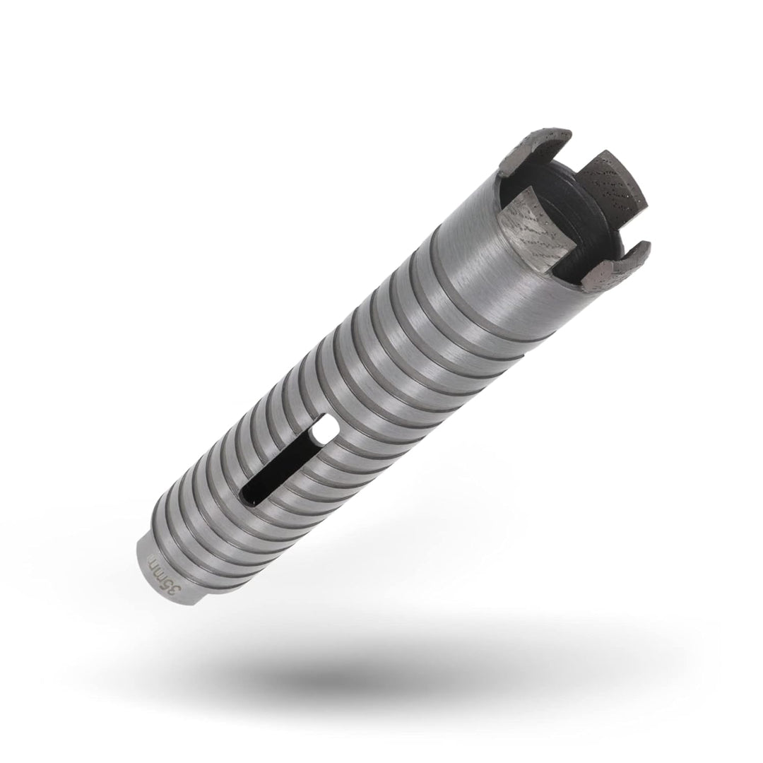 PRODIAMANT Diamant Bohrkrone ø 35mm Nutzlänge 150mm mit 6-Kant Adapter lasergeschweisst für trocken