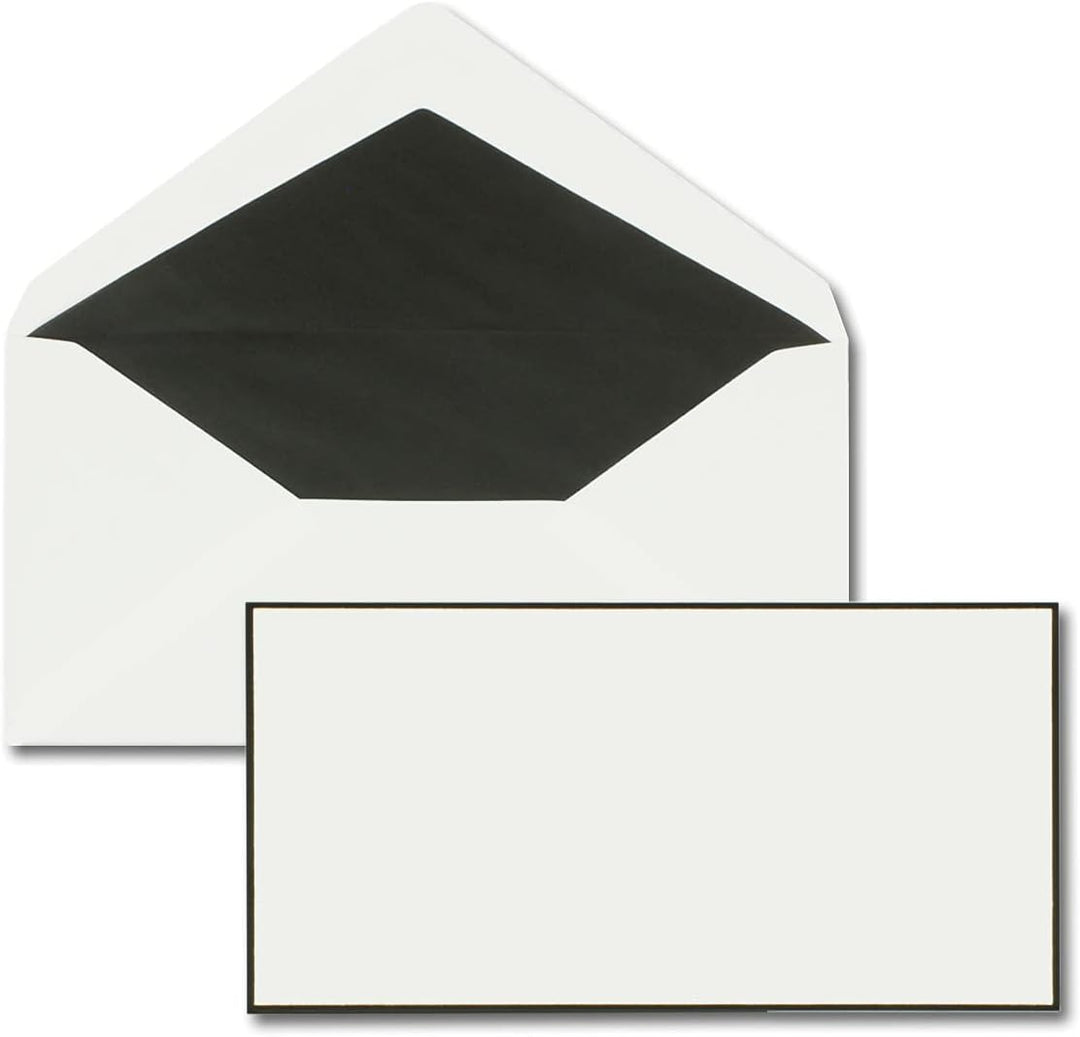 100x Trauerpapier Sets DIN A4 mit gefütterten Umschlägen - handgemachter schwarzer Rand - Briefpapie