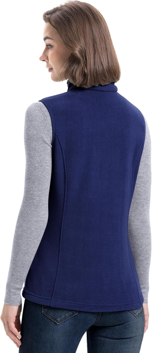 33,000ft Damen Fleece Weste Jacke Standkragen Ultraleicht Outdoor Westen Tops mit Taschen Reissversc