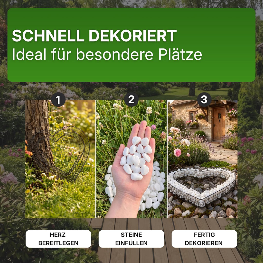 Gartenwelt Riegelsberger Herz-Gitter mit Carrarra Dekosteinen Carrara, Carrara