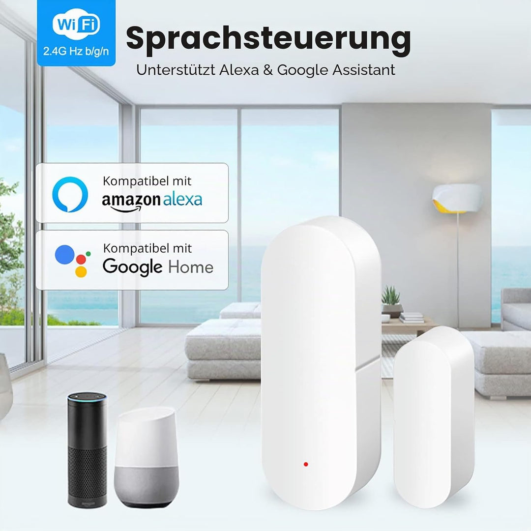 Tür-Fenster-Sensor:Smart Tuya Türsensor Kostenlose App Echtzeit-Benachrichtigungen,Wireless WiFi Fen
