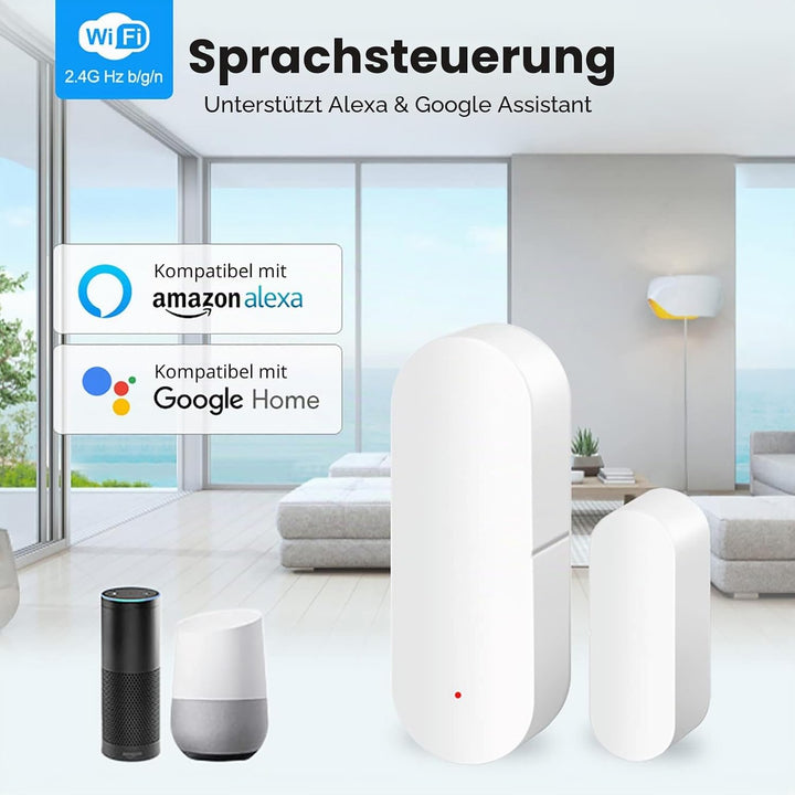 Tür-Fenster-Sensor:Smart Tuya Türsensor Kostenlose App Echtzeit-Benachrichtigungen,Wireless WiFi Fen