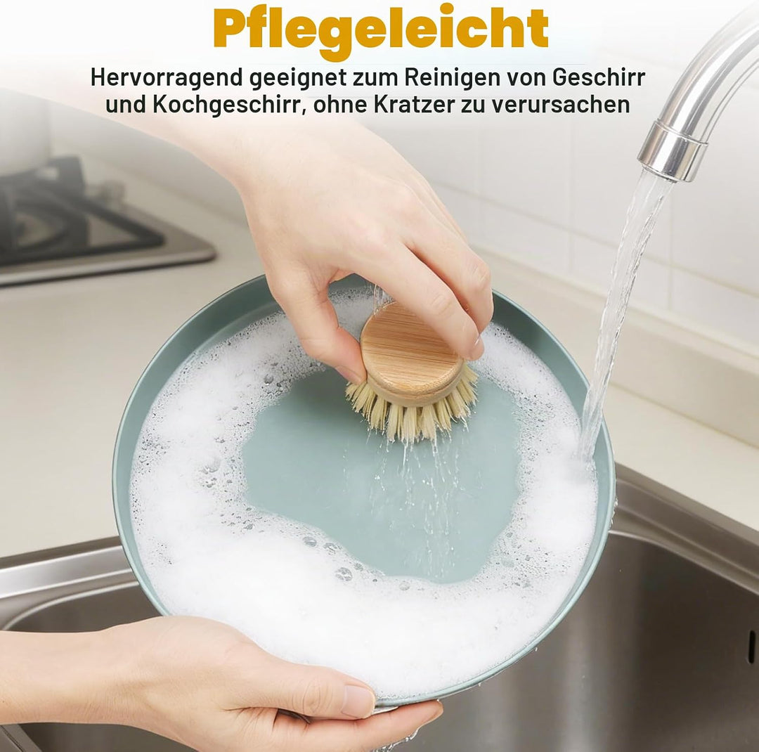 8 Stück Spülbürstenköpfe mit Harten Borsten, Holz Spülbürstenköpfe für die Küche,Austauschbare Borst