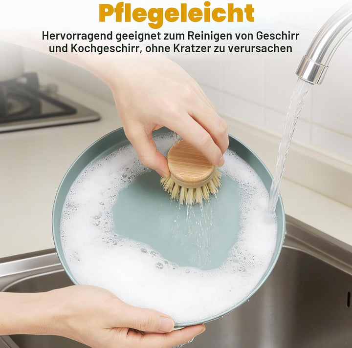 8 Stück Spülbürstenköpfe mit Harten Borsten, Holz Spülbürstenköpfe für die Küche,Austauschbare Borst