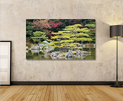 islandburner Bild Bilder auf Leinwand Japanischer Garten V2 1p XXL Poster Leinwandbild Wandbild Deko