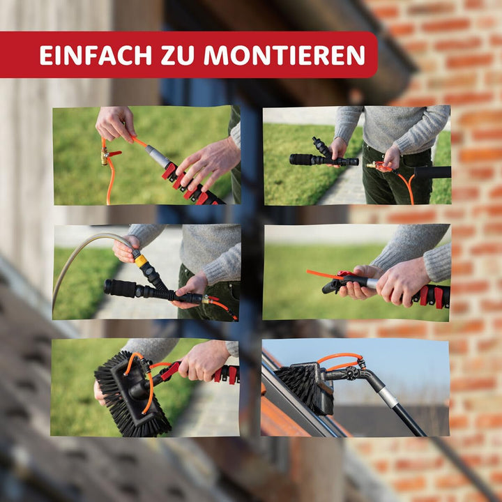 Aquascopic Aluminium Teleskopstange mit Solarpanel-Bürste & 5-Flächenbürste - Fensterputzer längenve