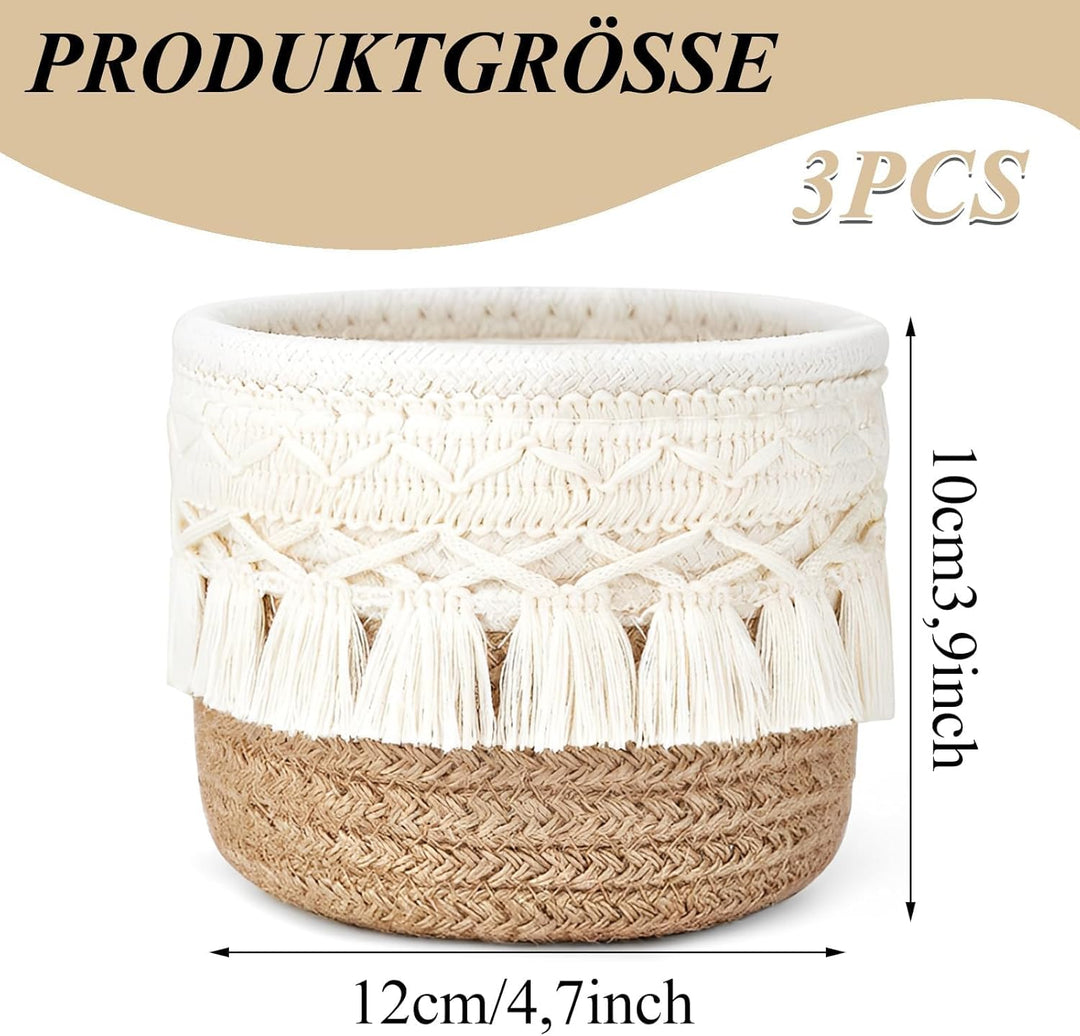 3 Stück Make up Pinselhalter,Aufbewahrungsbox Baumwoll Korb,Kammpinsel,Mini Aufbewahrungskorb,Aufbew