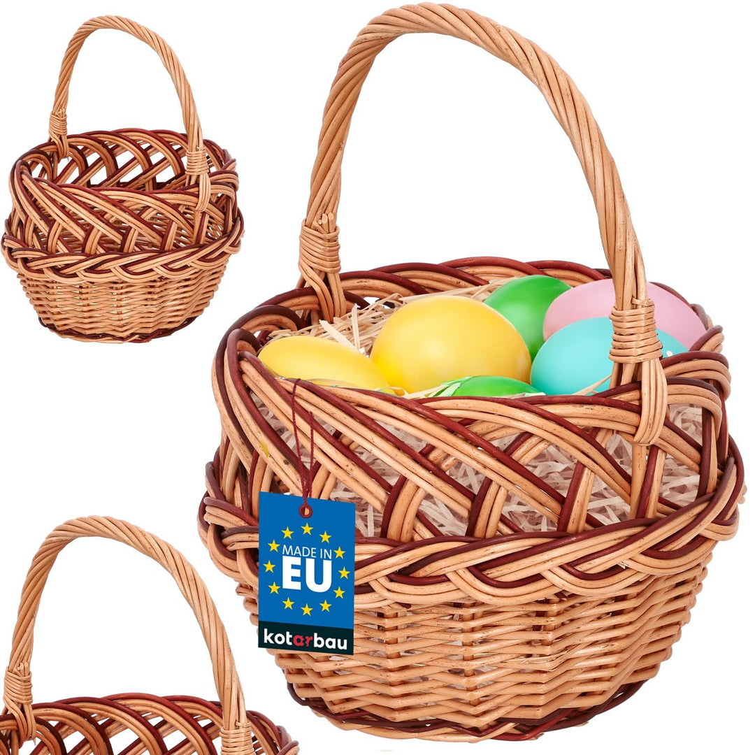 KOTARBAU® Weidenkorb mit Henkel Kinder 290 x 220 x 200 mm Kinder Ostern Körbchen kleiner Weidenkorb