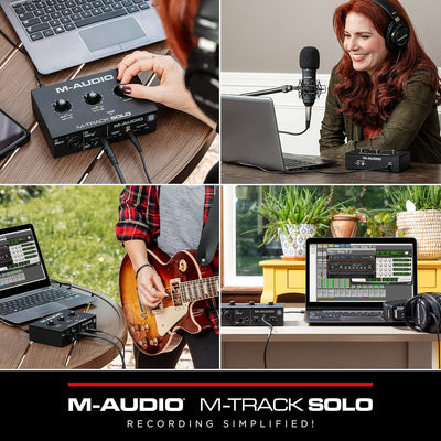 M-Audio M-Track Solo – USB Audio Interface für Aufnahmen, Streaming und Podcasting, mit XLR-, Line-