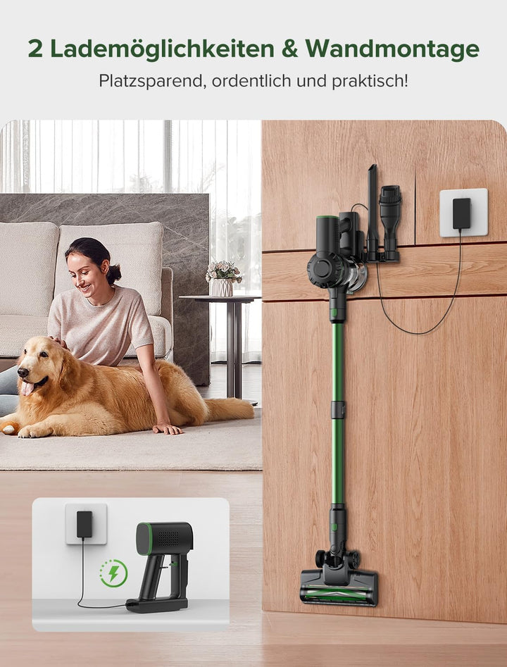 Vexilar V9PRO Akku Staubsauger, 500W/45Kpa/60 Mins Staubsauger Kabellos, Selbststehend Akkustaubsaug