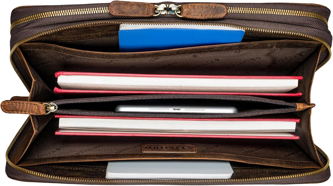STILORD 'Ferris' Vintage Leder Dokumentenmappe - Perfekt für Arbeit, Büro & Meetings - Konferenzmapp