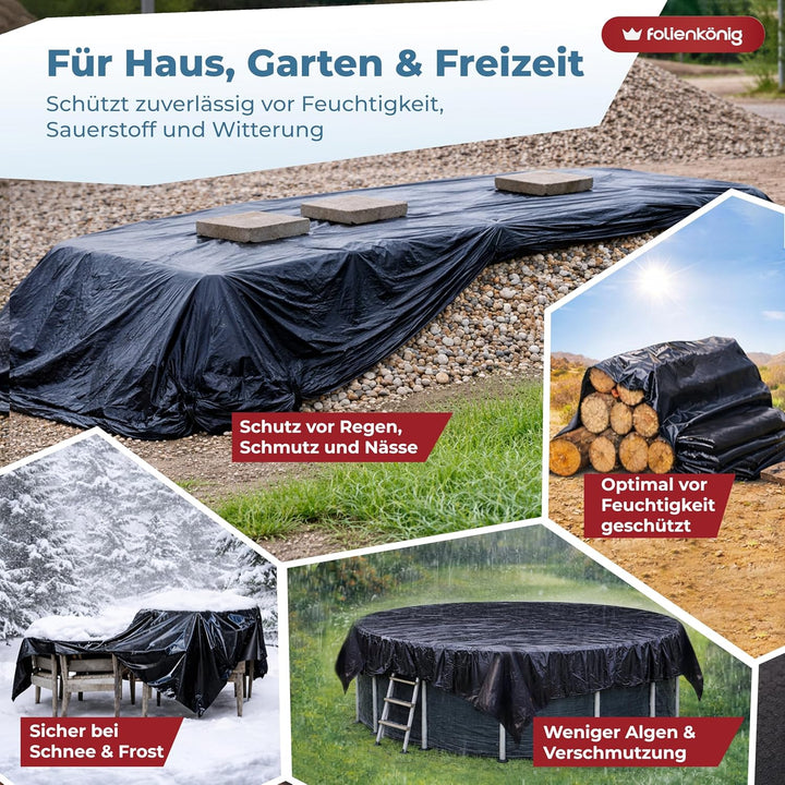 Folienkönig® Silofolie 6x10m in Rolle - GRÖssE WÄHLBAR! Poolplane rechteckig, Abdeckplane, Abdeckfol