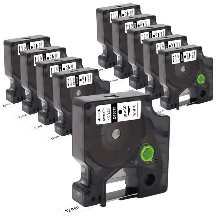 10 x Molabel Compatible Label Tape Replacement for Dymo D1 45013 S0720530 Label Tape （12 mm x 7 m） L