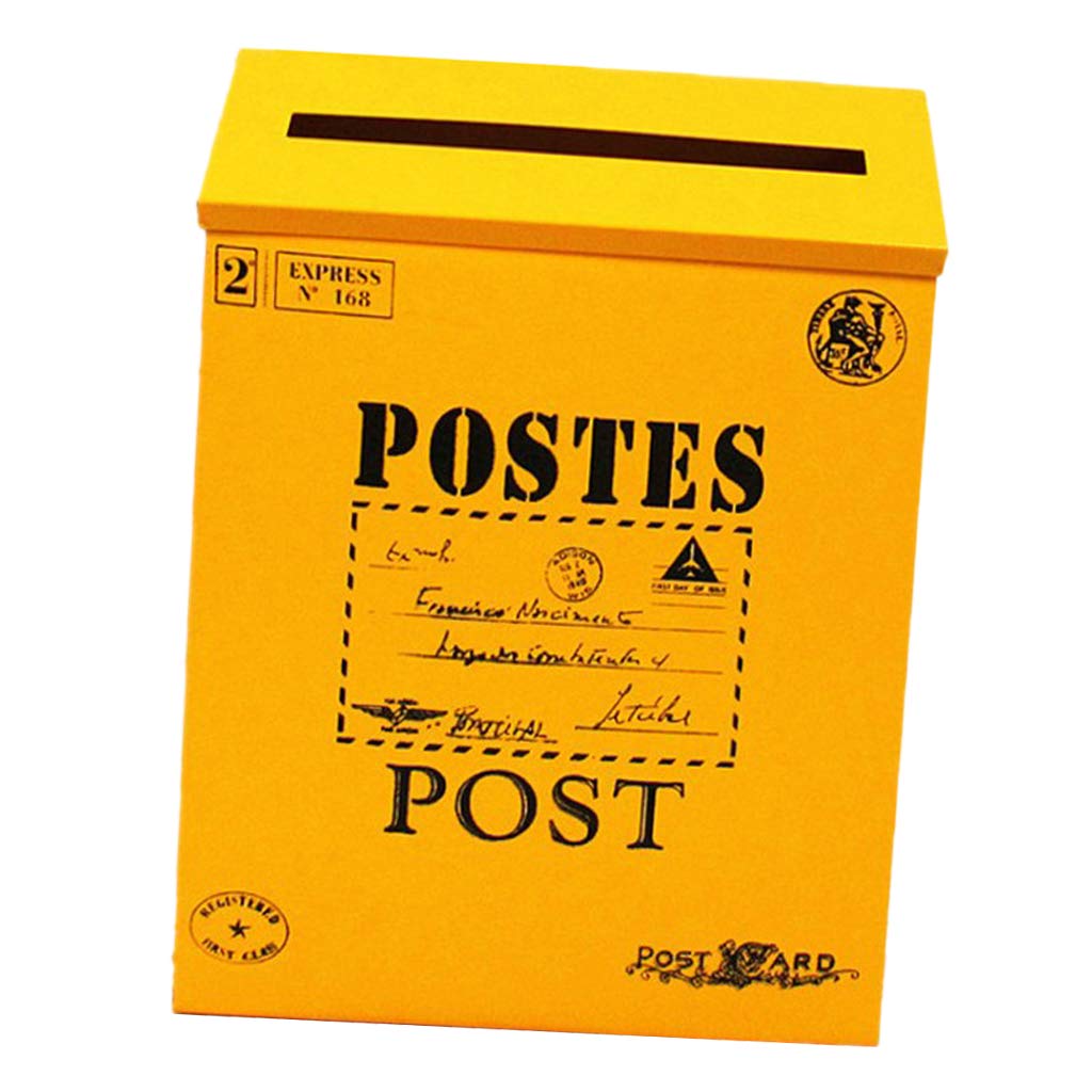 LOVIVER Stil Briefkasten Postkasten Mailbox Zeitungsbox, Gelb Gelb Gemustert, Gelb Gemustert
