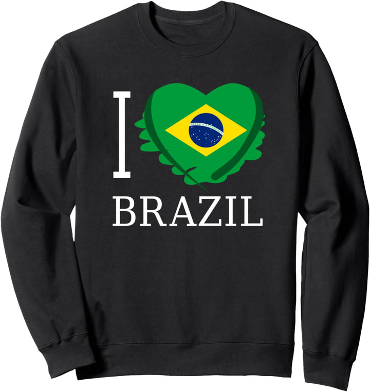 I Love Brazil Herz Mit Brasilianischer Flagge Sweatshirt