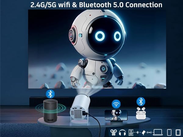 WOOPKER Beamer 4K Heimkino Mini HD Projektor Kurzdistanz, WiFi6 und Bluetooth 5.0 mit Android OS 11.