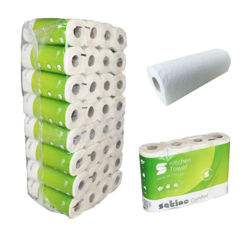 Satino by WEPA Comfort Küchenrolle 2lagig I 8x4 Rollen in der Grosspackung I Recycling I 167050 32 S