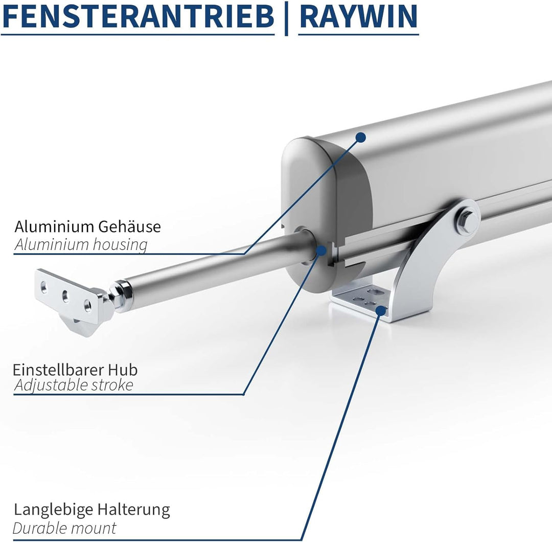 Fensterantrieb RAYWIN R20/300, 230V 200N Fensteröffner für Deckenfenster, Dachluken, Kuppelfenster