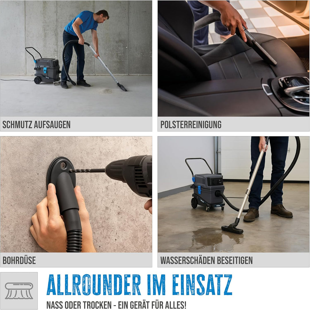 Güde Pro 30 Nass-Trockensauger – 230 Volt, 1800 Watt, 23 Kilopascal Unterdruck, 30 Liter Behälter, m