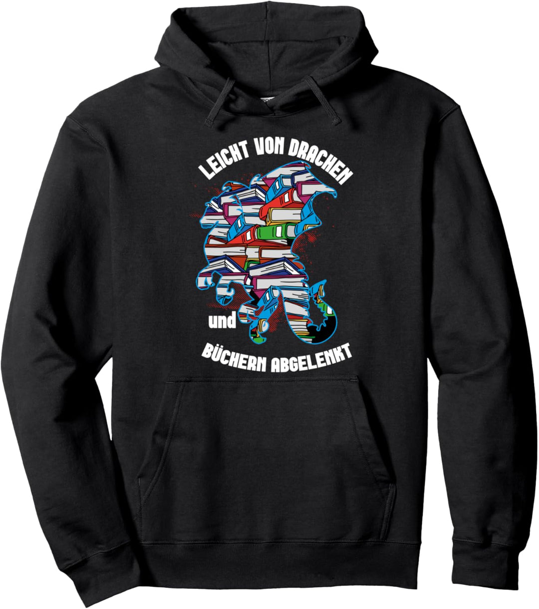 Leicht Von Drachen Und Büchern Abgelenkt Pullover Hoodie