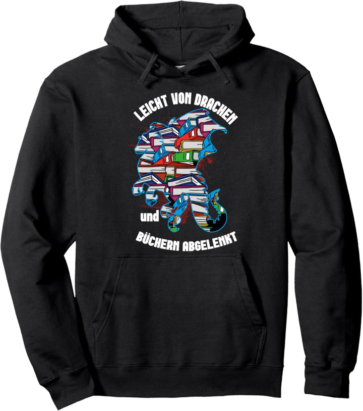 Leicht Von Drachen Und Büchern Abgelenkt Pullover Hoodie