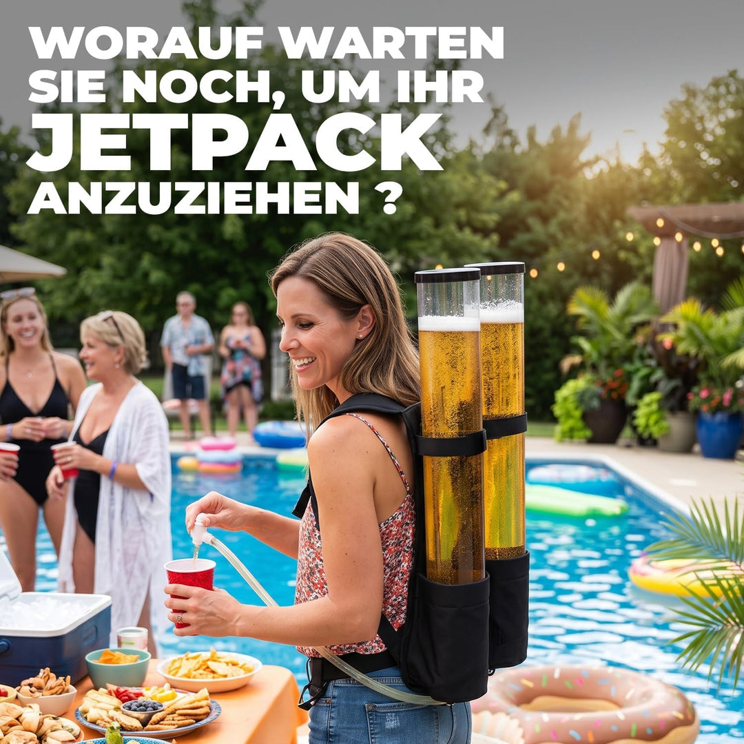 Doppelte Biergiraffe Jet Pack | Getränkespender | Rucksack | Premium Qualität | 2 Tanks | 2 x 3L Get