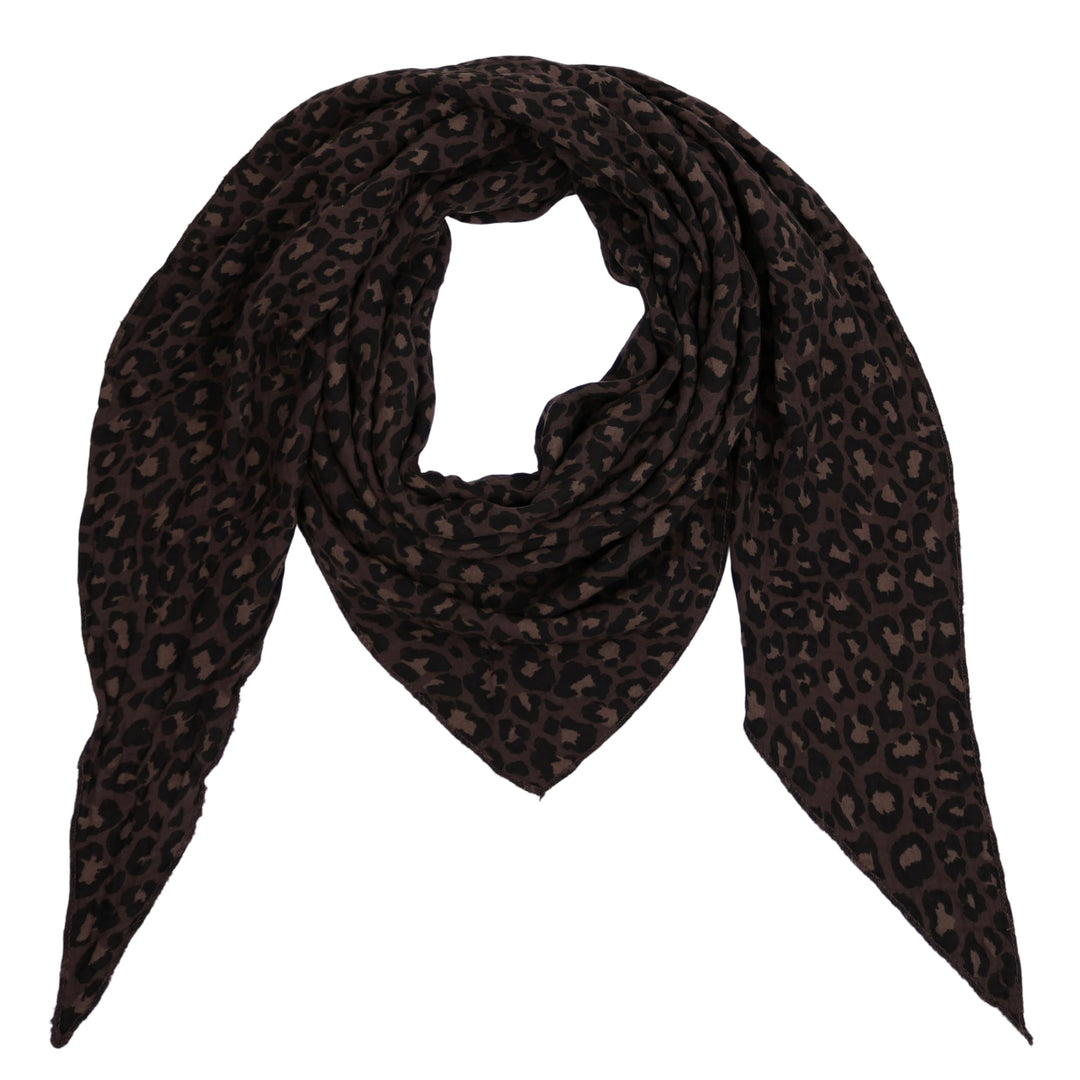 MIRROSI Damen Musselin Halstuch Made in Italy mit Leoprint oder Unifarben – Leichtes Dreieckstuch fü