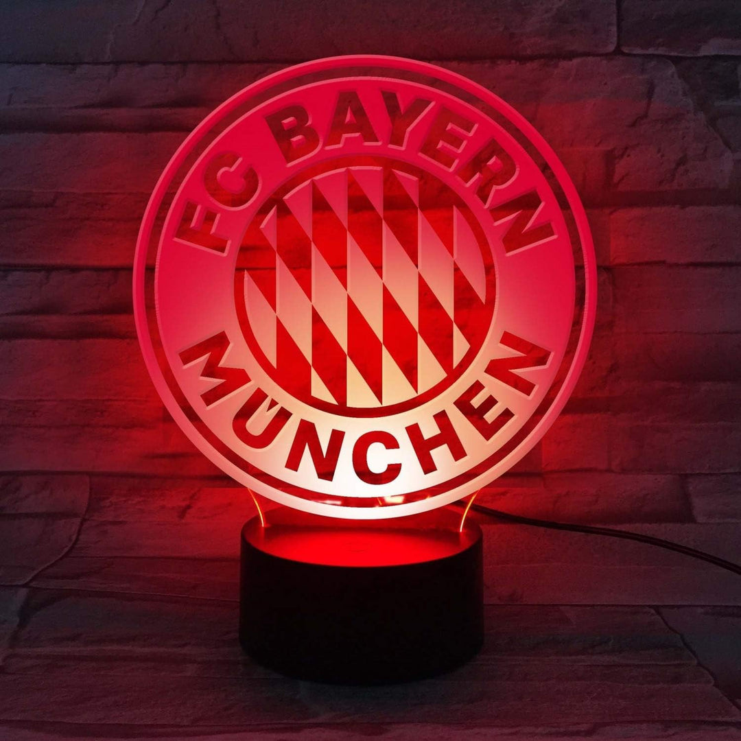 FC Bayern München LED Lampe Logo Nachtlicht, Leuchte FCB - Plus gratis 1 x FCB Autogrammkarte unsere