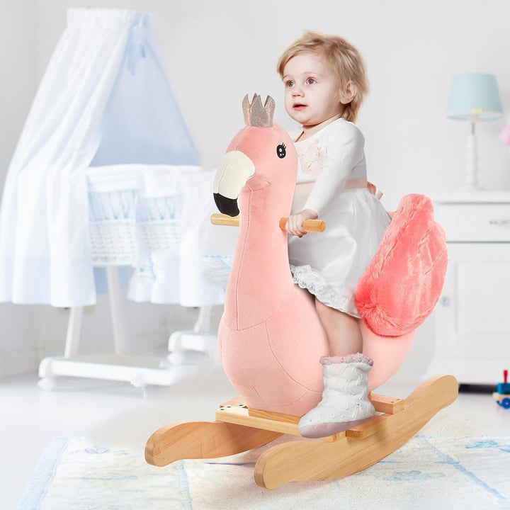 FUNLIO Flamingo Baby Schaukelpferd für Kleinkinder von 6 Monaten bis 3 Jahren, süsser und graziler r