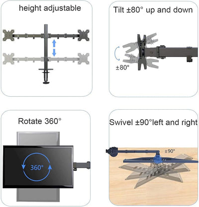 suptek Monitor Halterung 2 Monitore, für 13-27 Zoll LED/LCD Bildschirm, Dual Monitor Halterung Monit