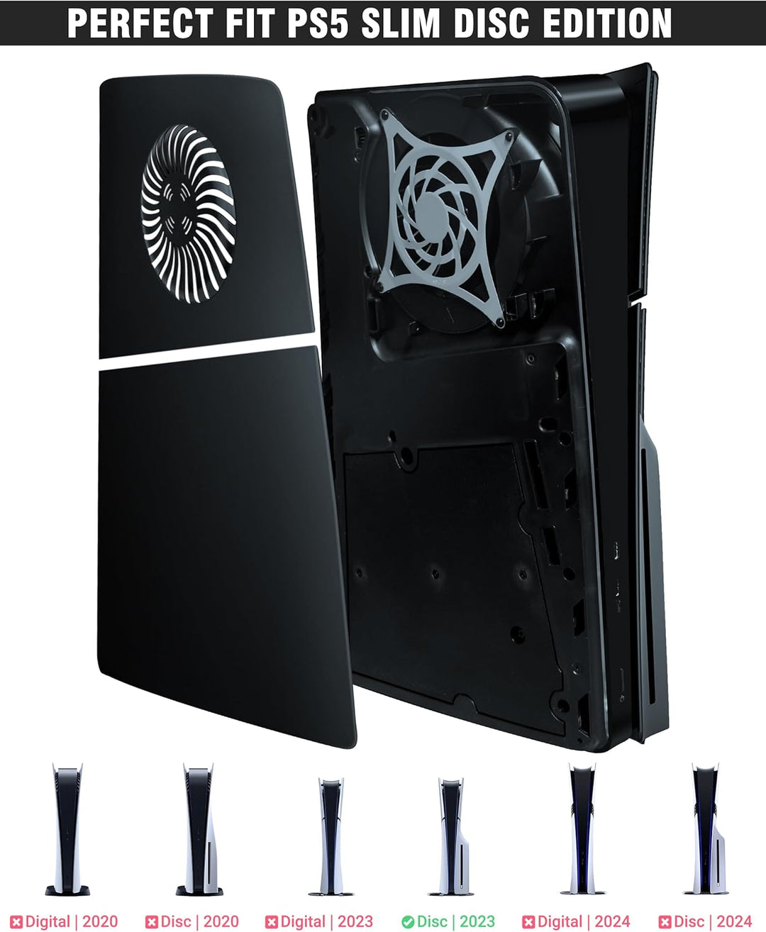 Joso Frontblende mit Kühlungsöffnung für PS5 Slim Disc Edition, Kratzfeste und staubdichte Ersatzabd