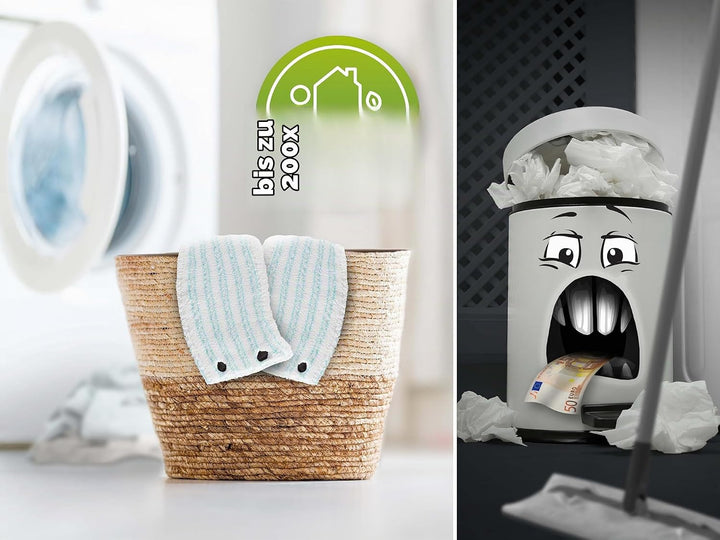 Leifheit Wischbezug CLEAN Twist M/Combi M Micro Duo 6er Set, Bodenwischer Ersatzbezug, Wischbezug au