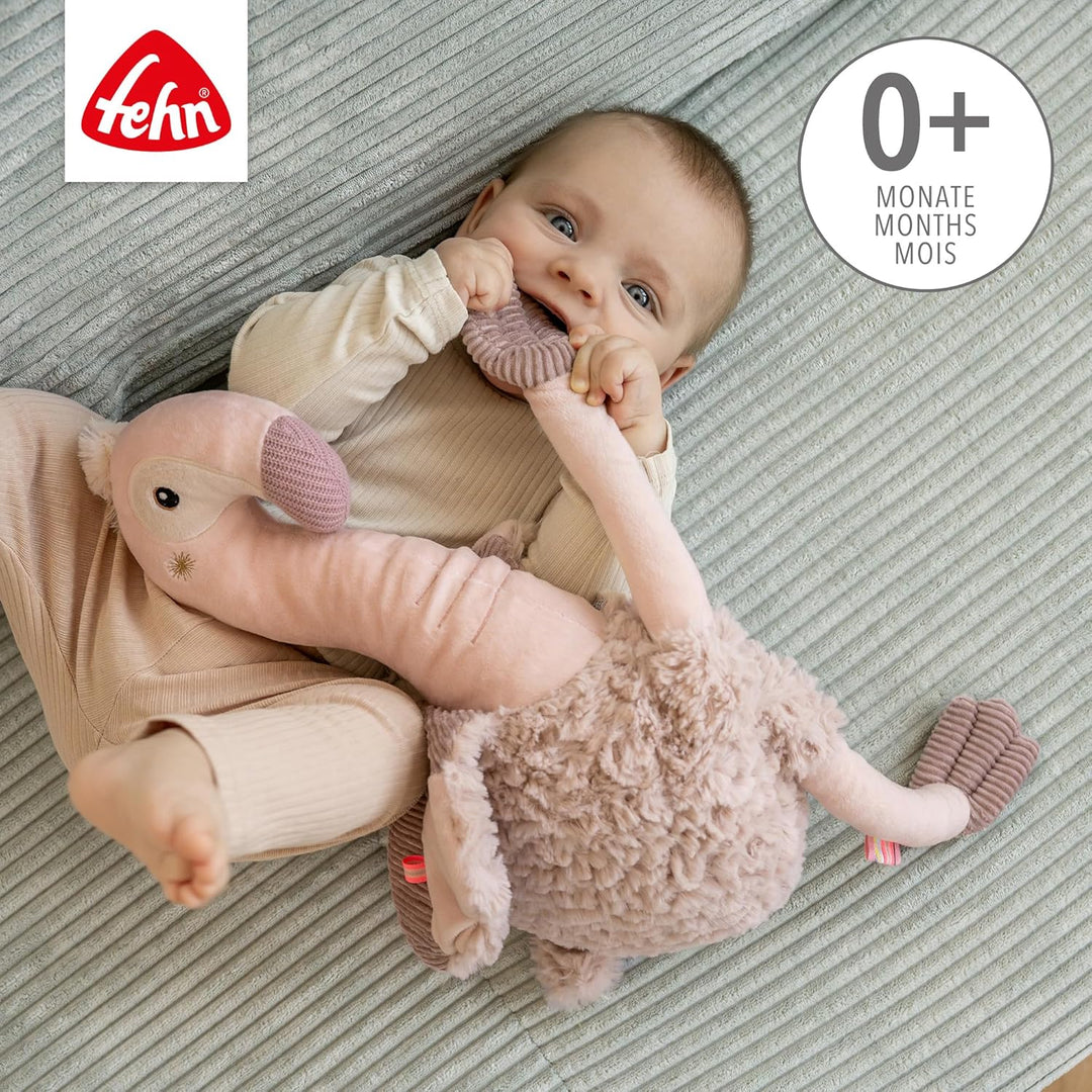 Fehn Kuscheltier Flamingo XL – Grosses Stofftier &amp; Einschlafhilfe | Spielgefährte und Beschützer zum
