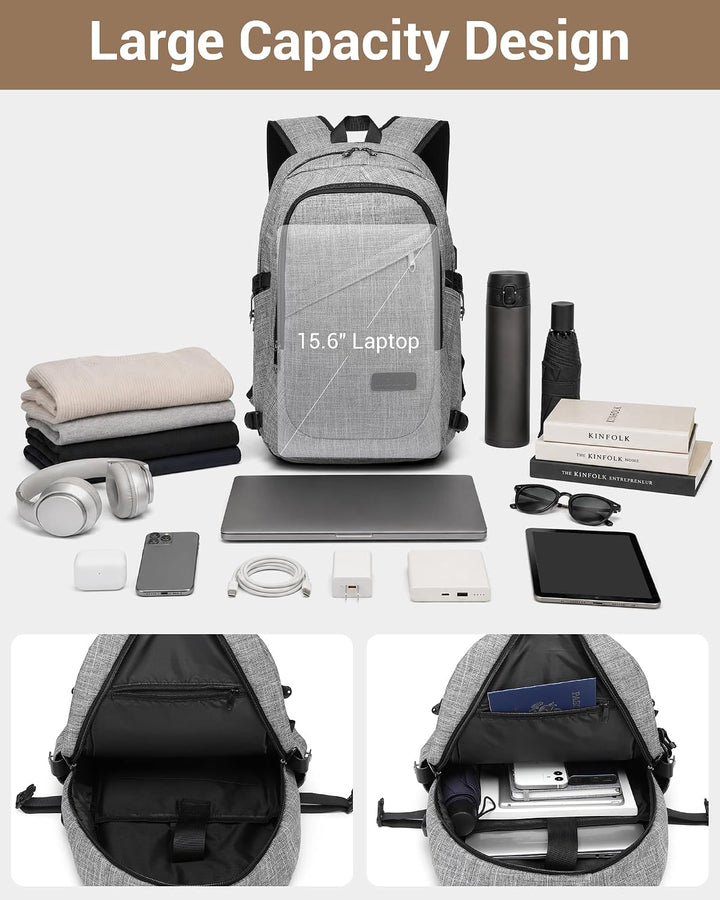 KONO Laptop Rucksack für Herren und Damen, Wasserdichter und Diebstahlsicher Business Laptoprucksack