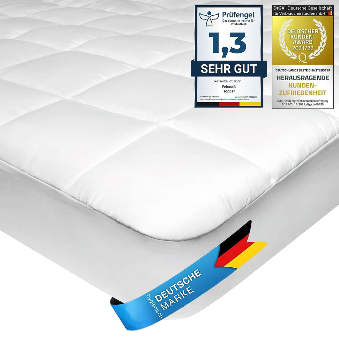 Feluna Mikrofaser Matratzen-Topper gepolsterter Matratzen-Auflage - Matratzenschoner Unterbett Micro
