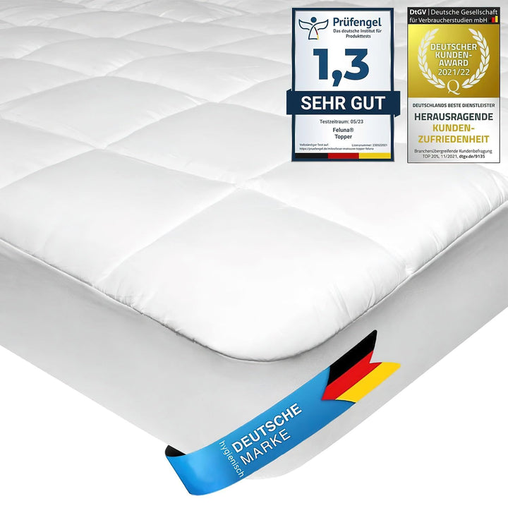 Feluna Mikrofaser Matratzen-Topper gepolsterter Matratzen-Auflage - Matratzenschoner Unterbett Micro