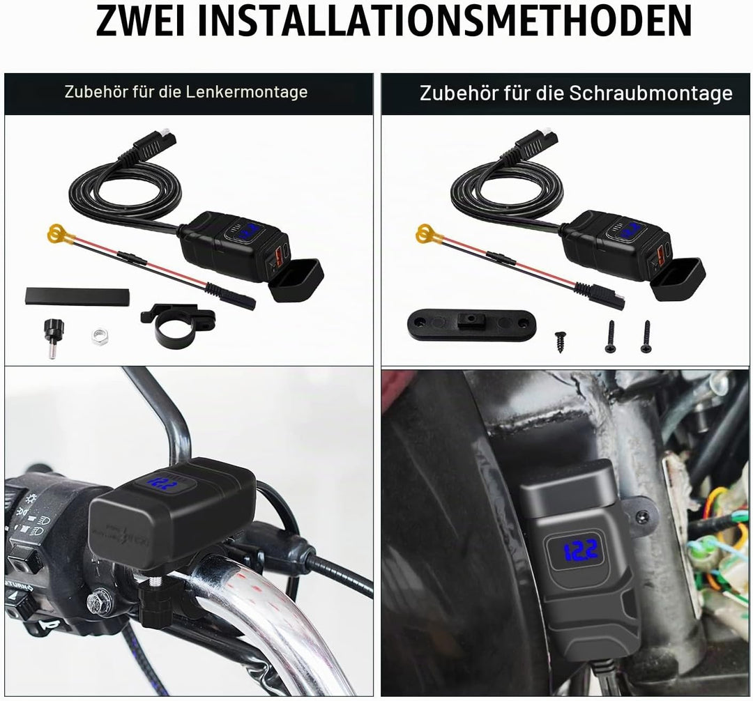 12V USB Steckdose Auto Ladegerät mit Schalter, Auto USB Ladegerät KFZ QC3.0 PD Type C mit Switch, KF