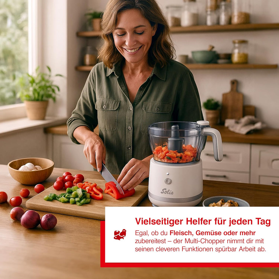 Solis Multi Chopper – Zerkleinerer mit 2 Behältern & Emulgierscheibe, für Gemüse, Fleisch, Kräuter &
