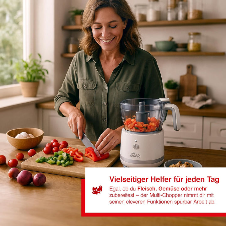 Solis Multi Chopper – Zerkleinerer mit 2 Behältern & Emulgierscheibe, für Gemüse, Fleisch, Kräuter &