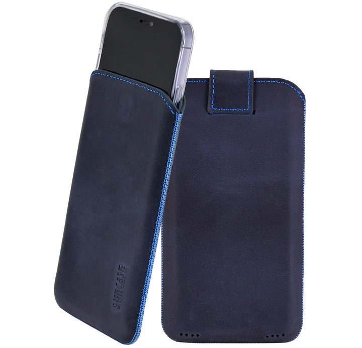 Suncase Leder Tasche kompatibel mit iPhone 16 Pro (6,3 Zoll) Hülle mit ZUSÄTZLICHER Transparent Case