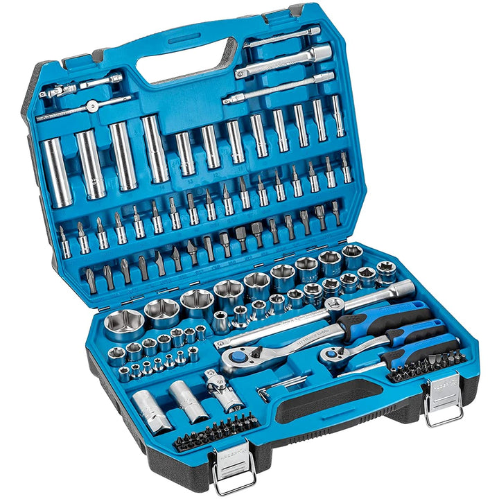 Högert Technik - Werkzeugset I Steckschlüssel, Bits und Zubehör I 1/4” und 1/2” I Hochqualitativem L