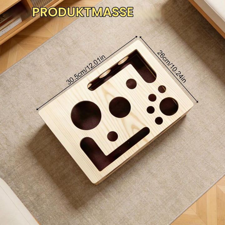 Katzenkratzpuzzle Anreicherungsbox, 30x25cm Holz Katzen Kratzbrett, Kratzpappe für Katzen, Katzenspi