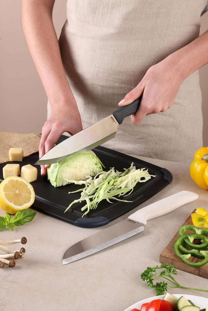 Zyliss Classic 2er Messerset Kochmesser &amp; Santoku Messer, Klingenschutz | Scharfes Küchenmesser Set,