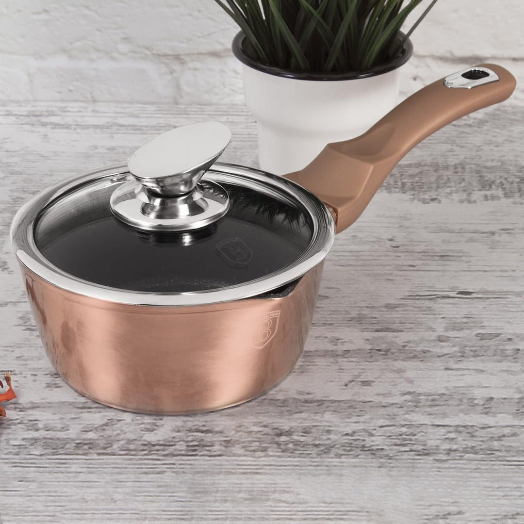 Berlinger Haus Rose Gold Collection Stieltopf mit Glasdeckel Thermo 16 cm