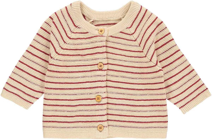 Müsli by Green Cotton Baby-Mädchen Knit Stripe Cardigan Sweater 68 Berry Red, 68 Berry Red
